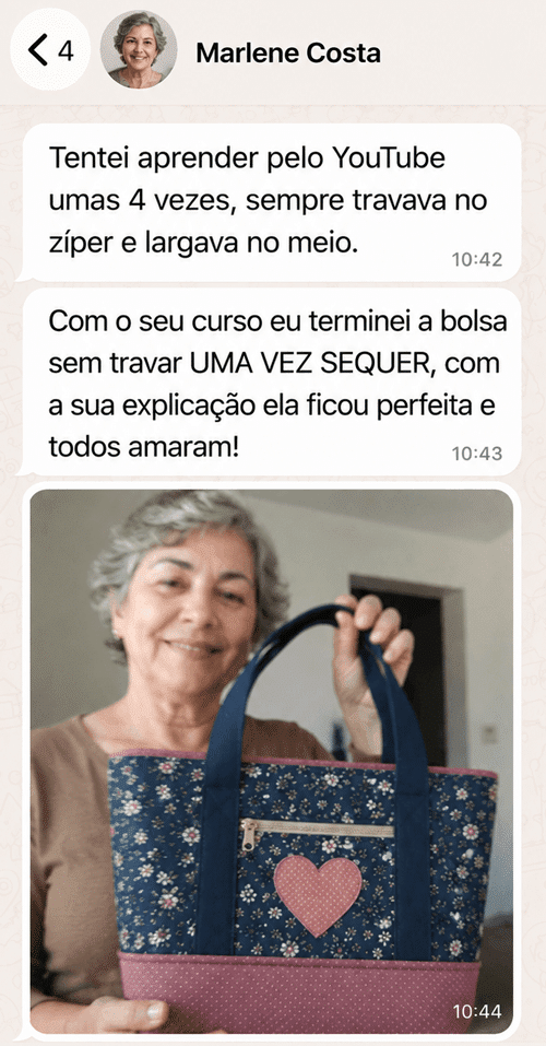 Depoimento: nunca tinha costurado